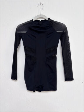 Girls Balera Dance Costume Black Sheer Sleeve size LC 14